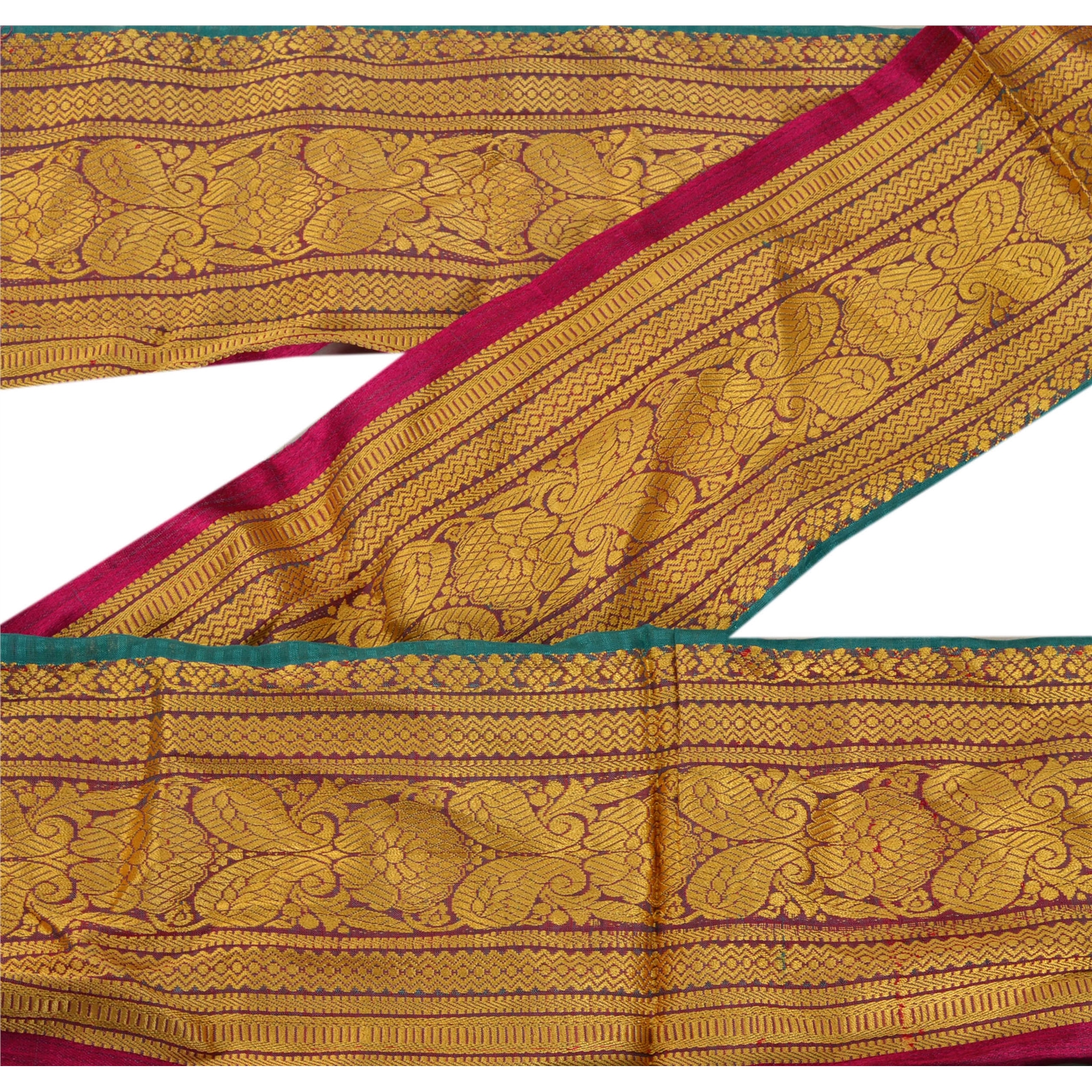 Sanskriti Vintage Decor Sari Border Hand Embroidered Trim Sewing Craft Pink Lace