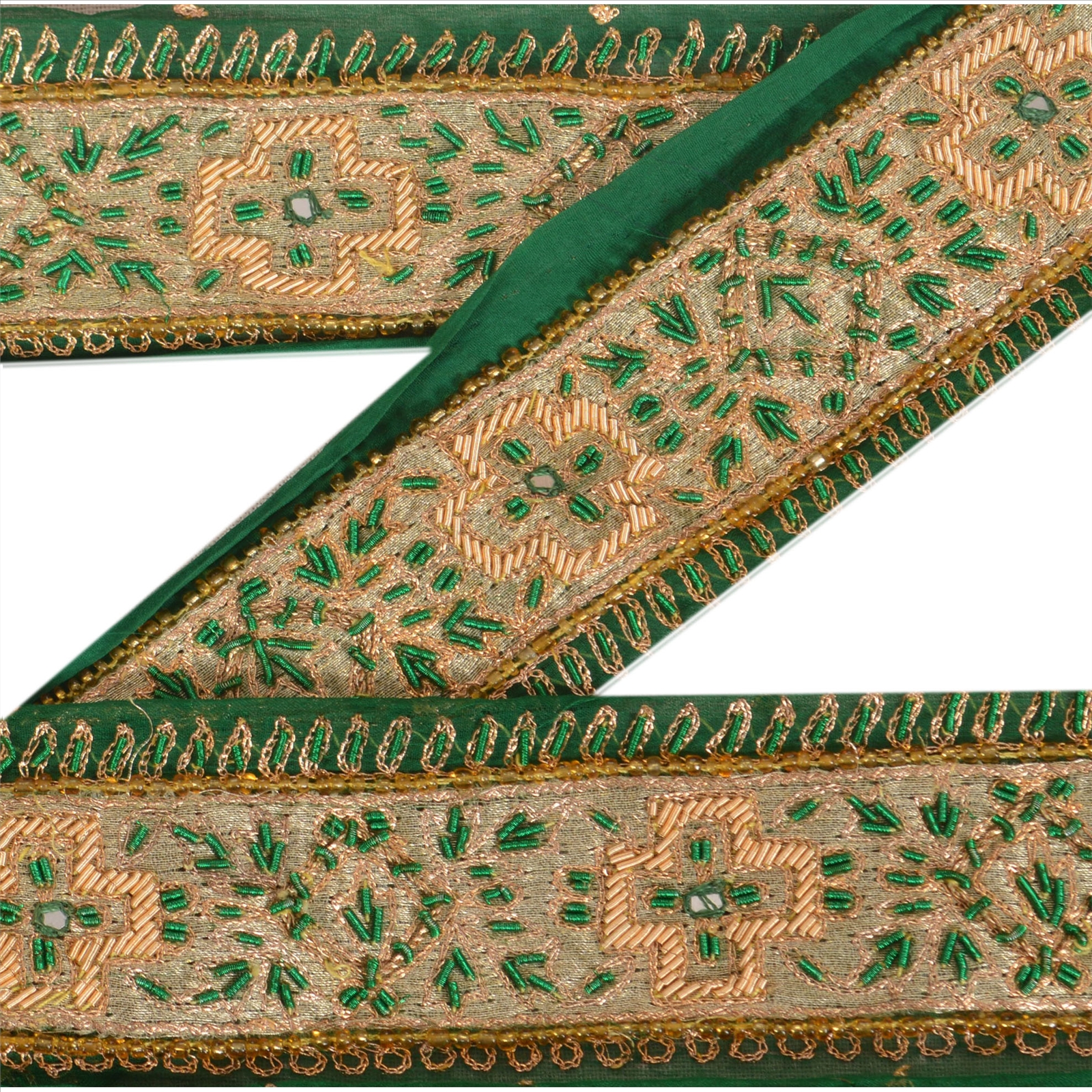 Vintage Sari Border Antique Hand Beaded 5 YD Indian Trim Décor Ribbon ...