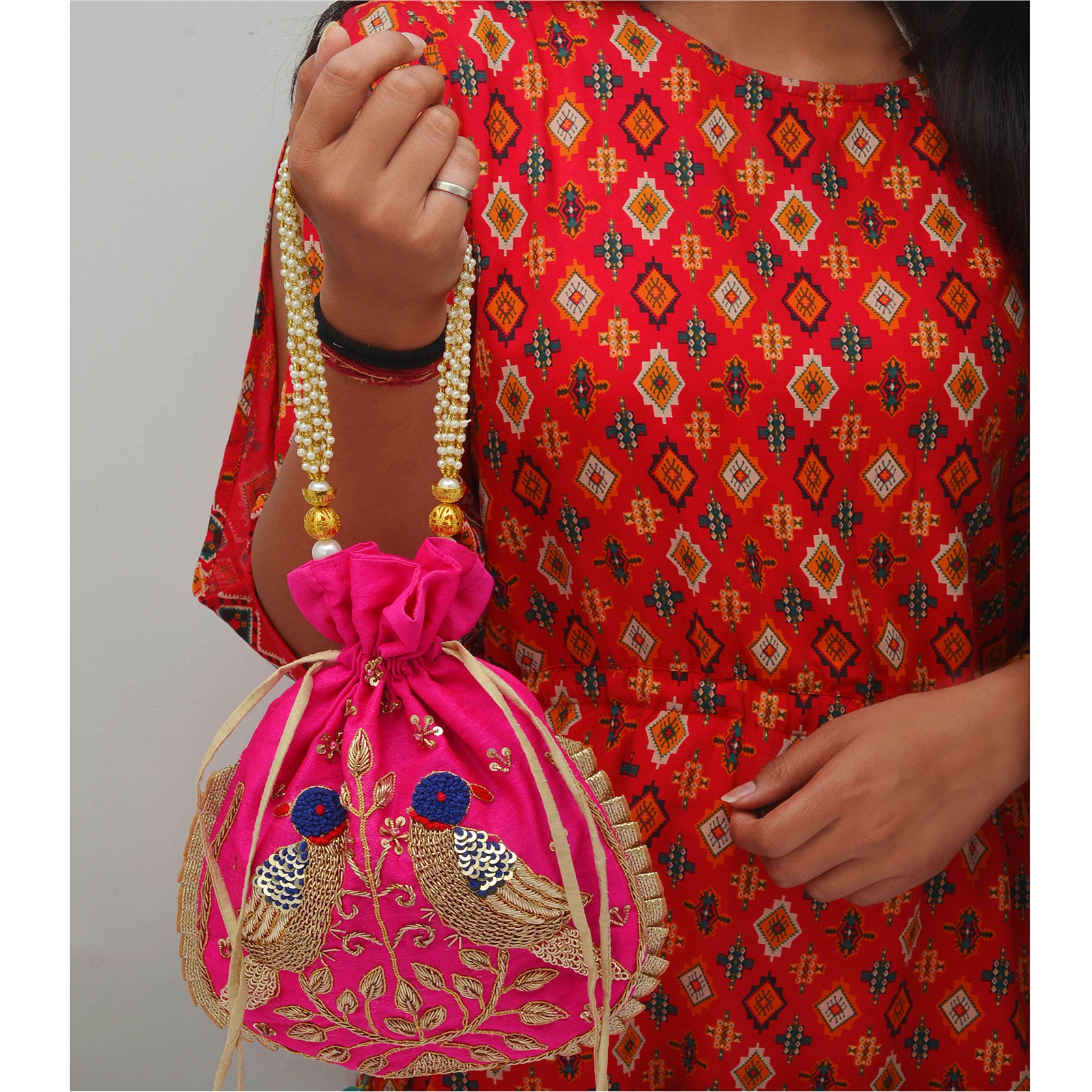 Sanskriti Indian Potli Bag Handmade Wedding Zardozi Drawstring Purse 11 ...