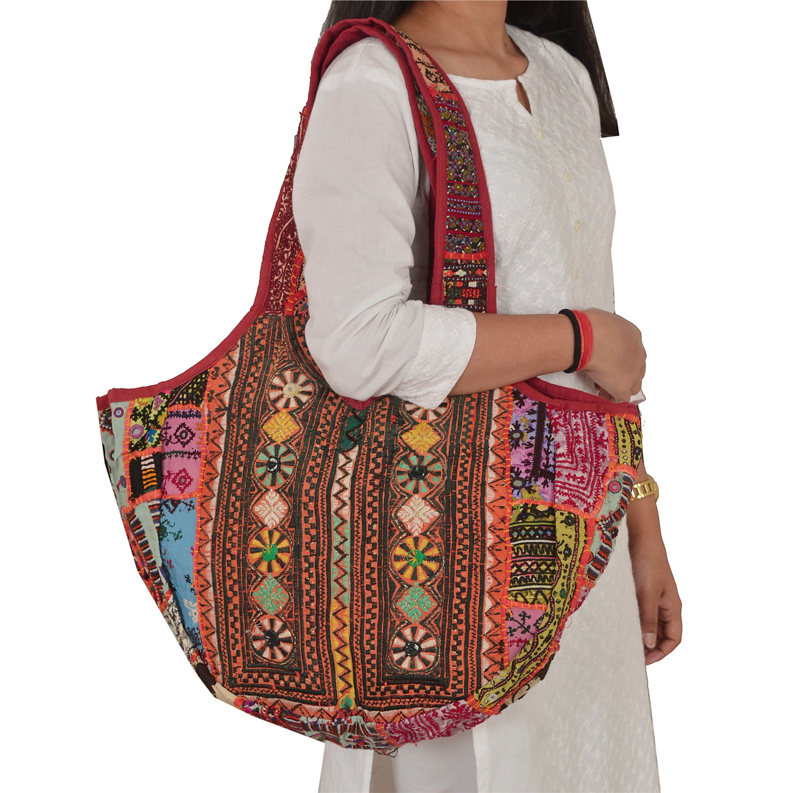 Sanskriti Vintage Antique Shoulder Bag Kutch Hand Embroidery Cotton ...