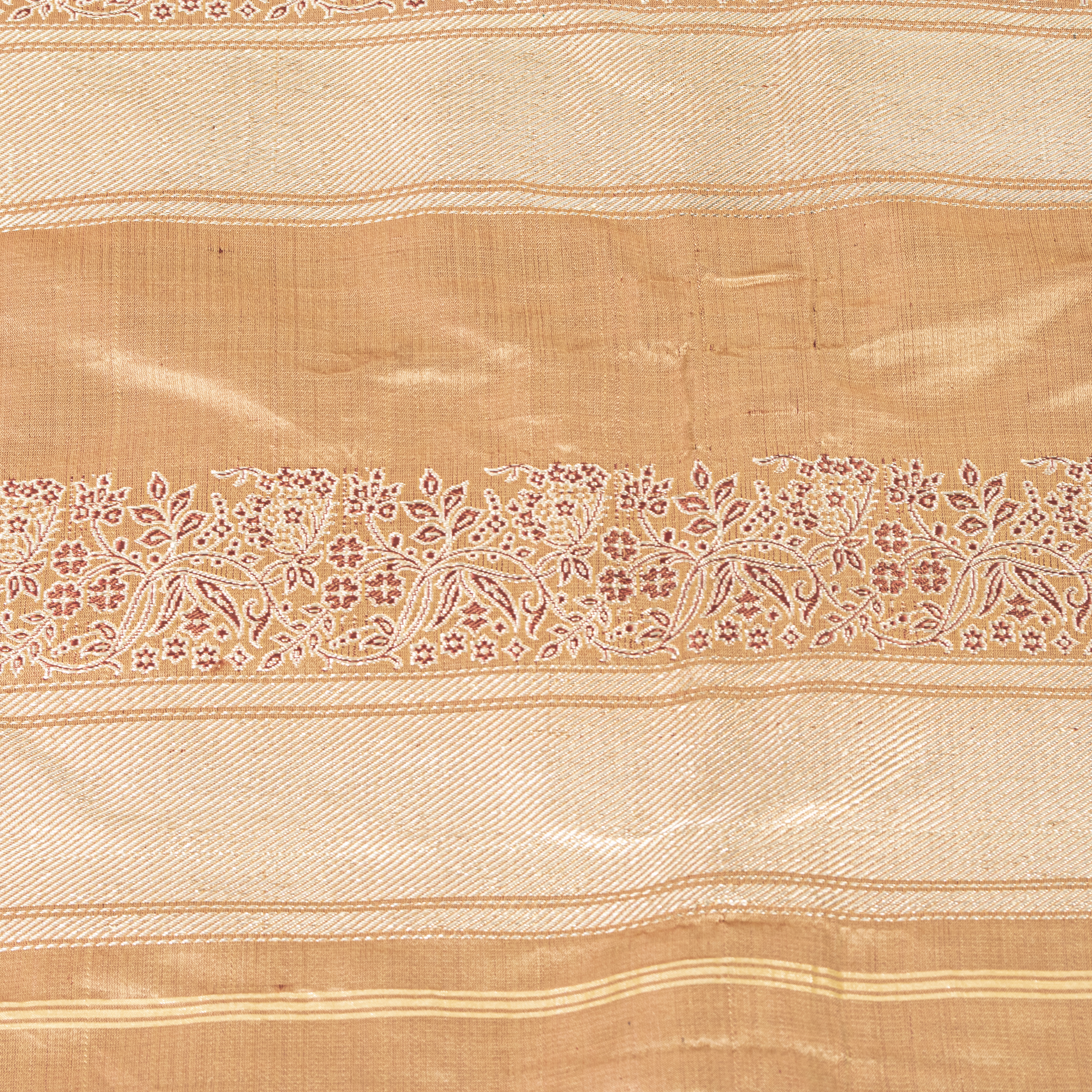 Sanskriti Vintage Dark Peach Sarees Pure Satin Silk Banarasi Brocade Fabric Sari