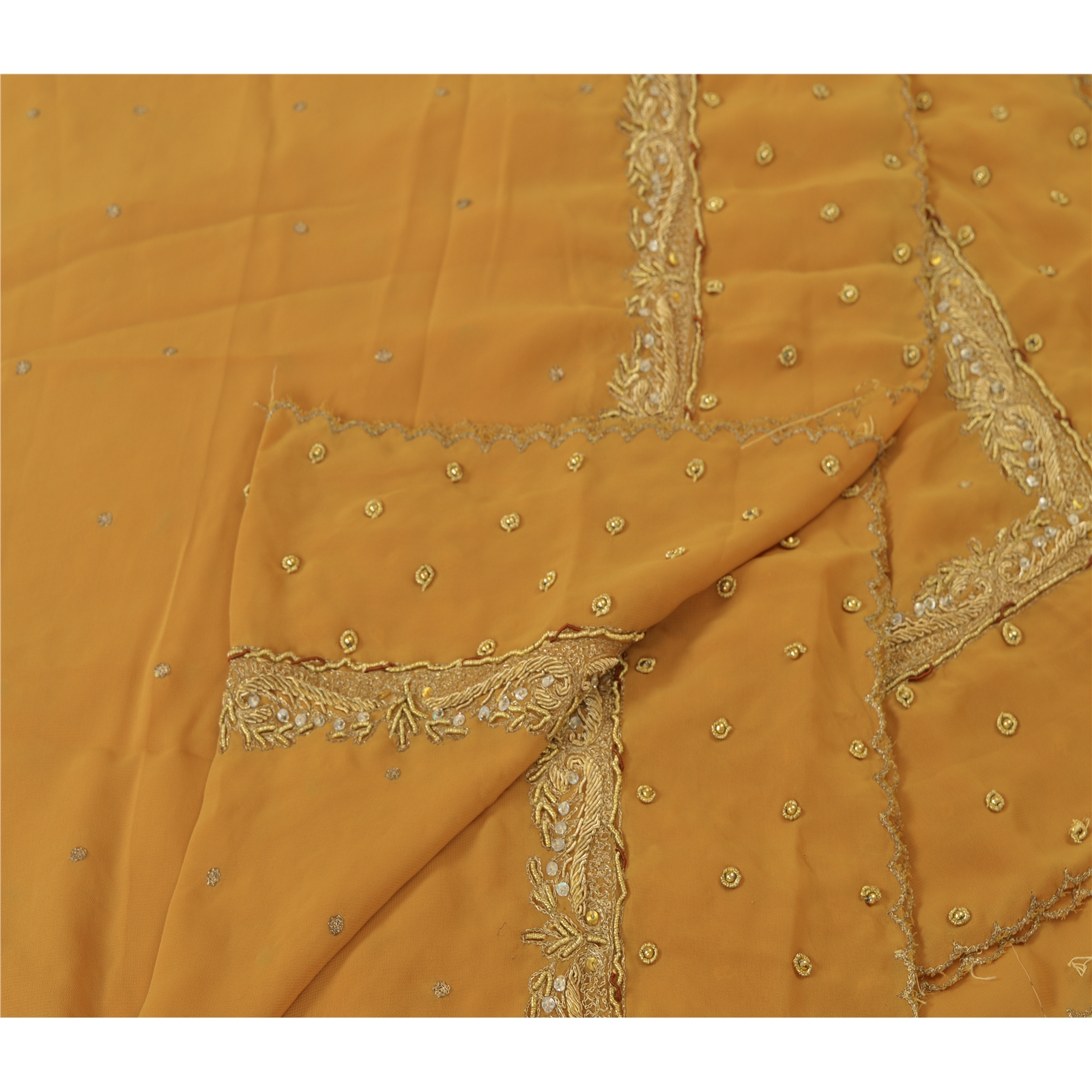 Sanskriti Vintage Dupatta Long Stole Georgette Saffron 