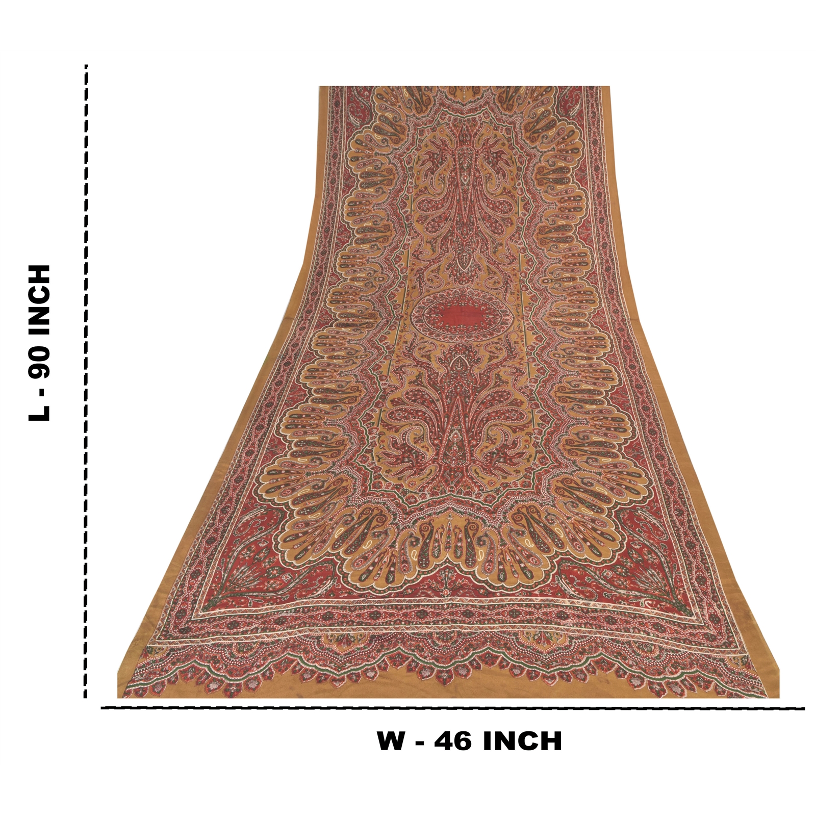 Sanskriti Vintage Long Dupatta/Stole Pure Silk Brown & Red Printed