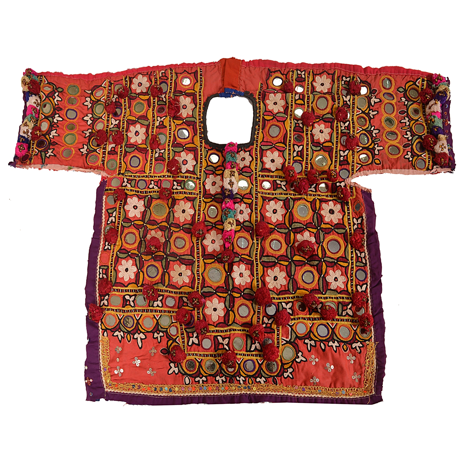 Sanskriti Vintage Cotton Hand Beaded Kutch Work Design Fabric Neck