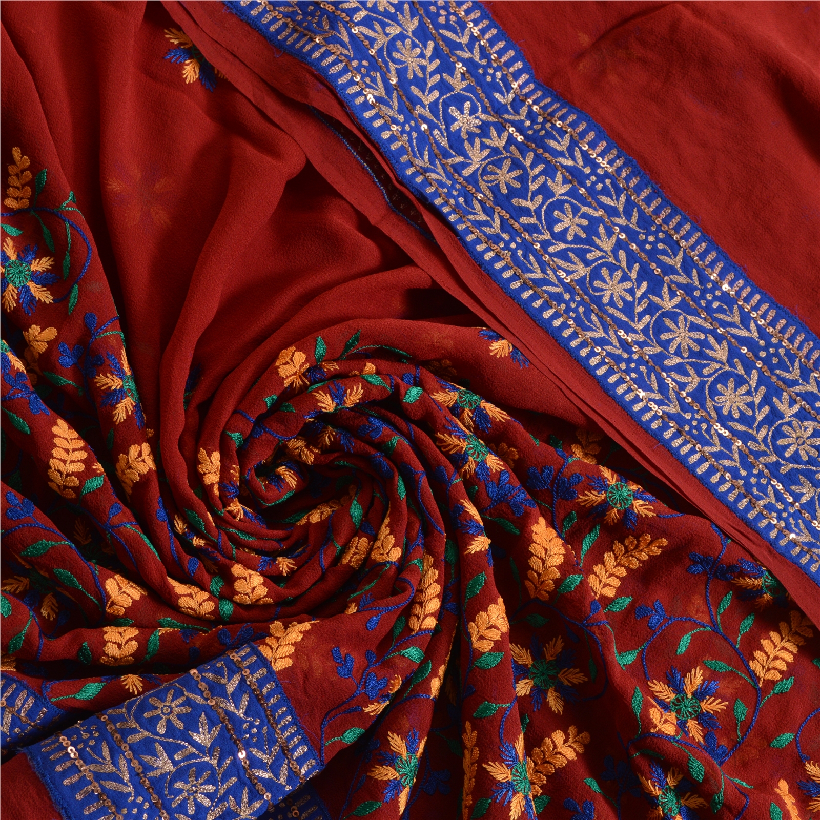 Sanskriti Vintage Dupatta Pure Georgette Silk Stole Hand Beaded