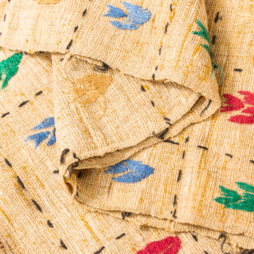 その他 mine Sanskriti Vintage Beige Pure Khadi Cotton Dupatta/Stole Kantha