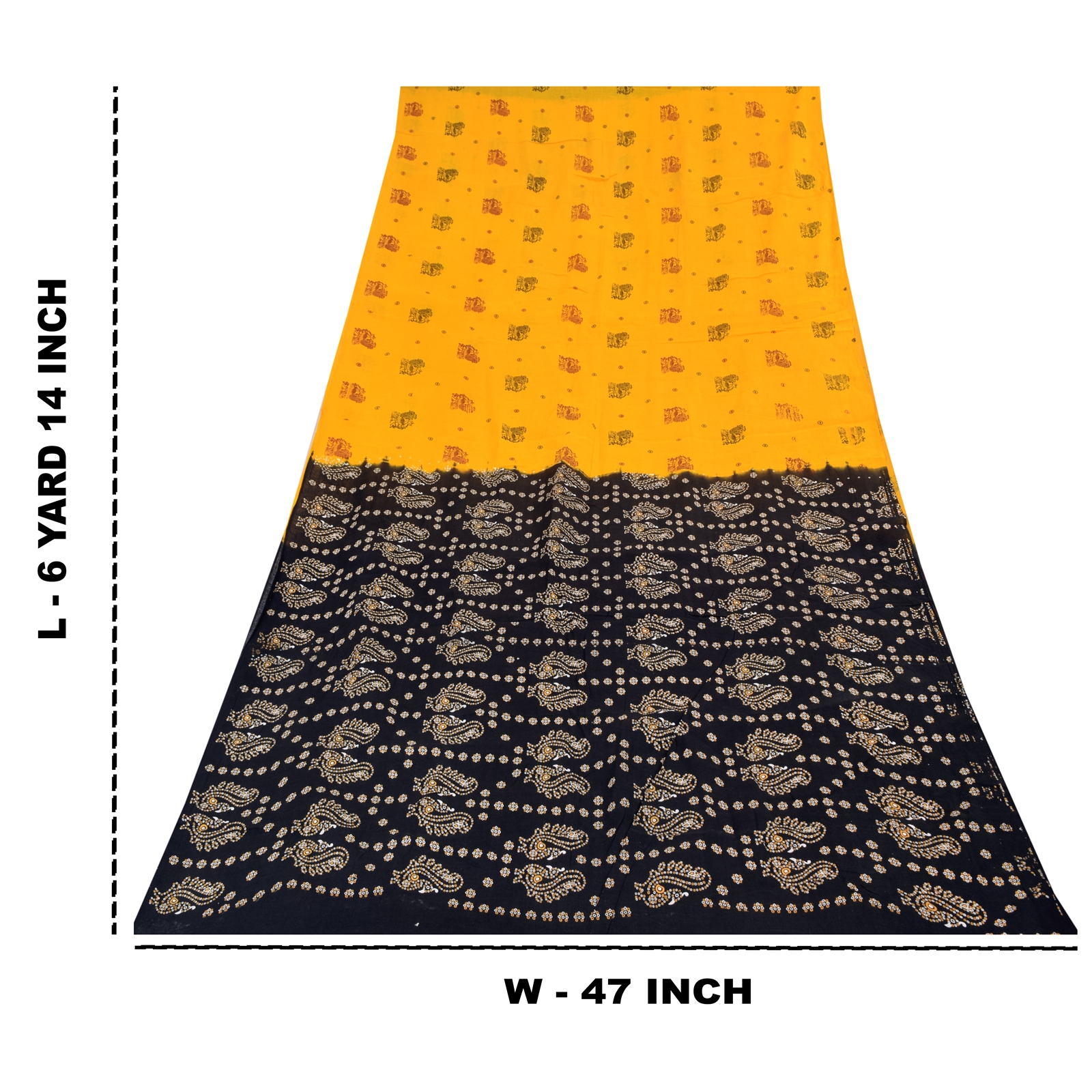 Sanskriti Vintage Sarees Yellow Hand Block Printed Pure Cotton