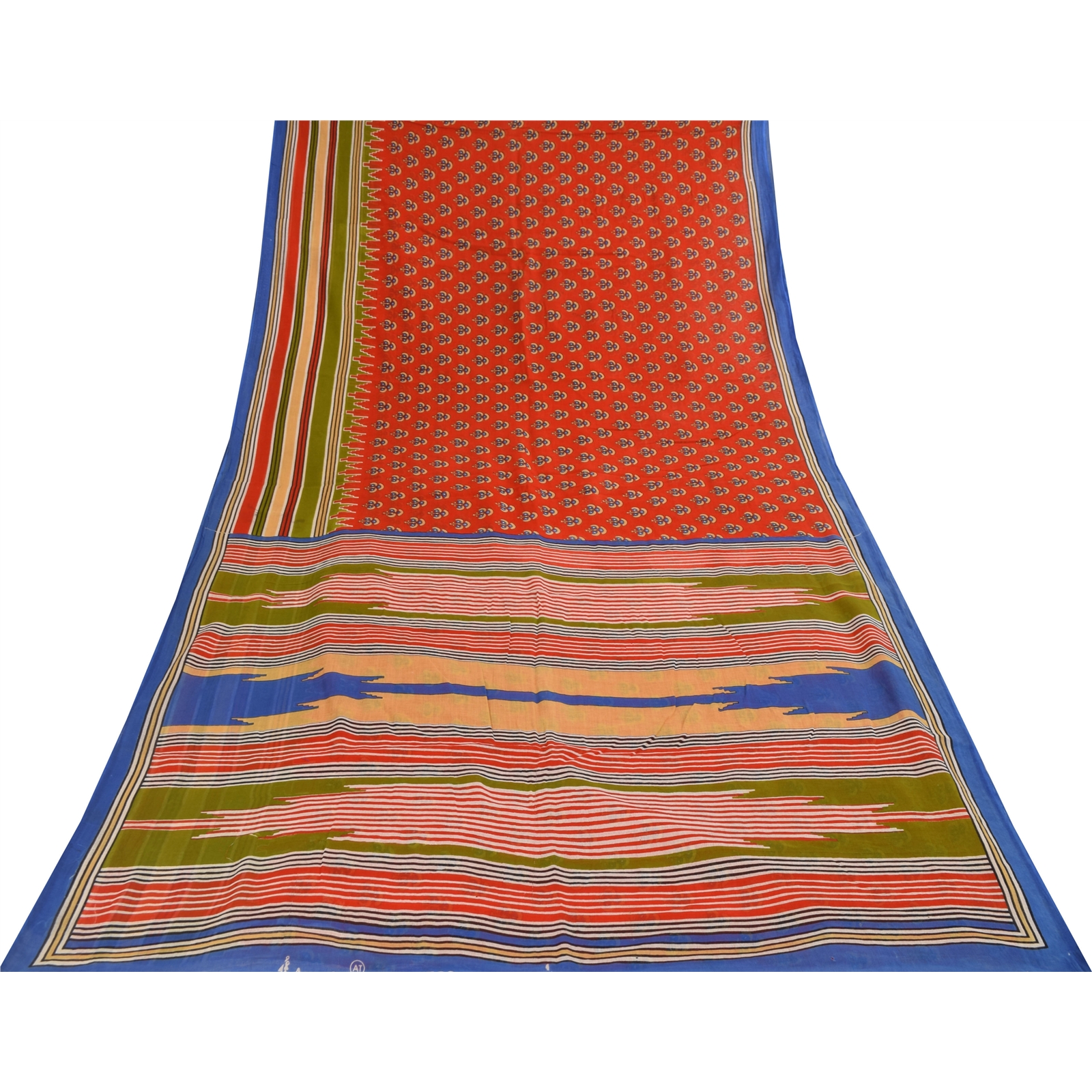 Sanskriti Vintage Sarees Reddish Orange Pure Cotton Print Sari 5+