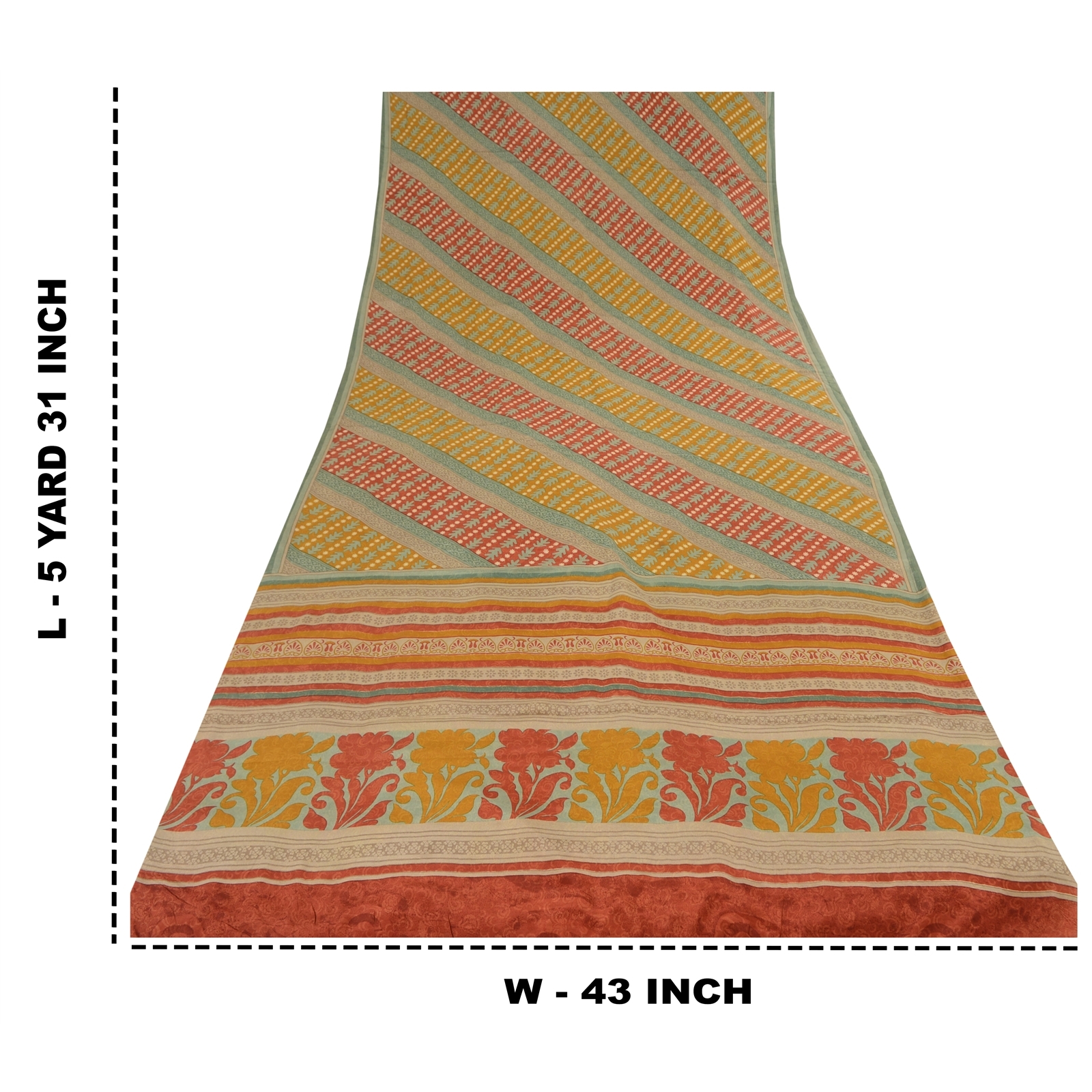 その他 mine Sanskriti Vintage Saree Multicolor Pure Crepe Floral Printed Sari