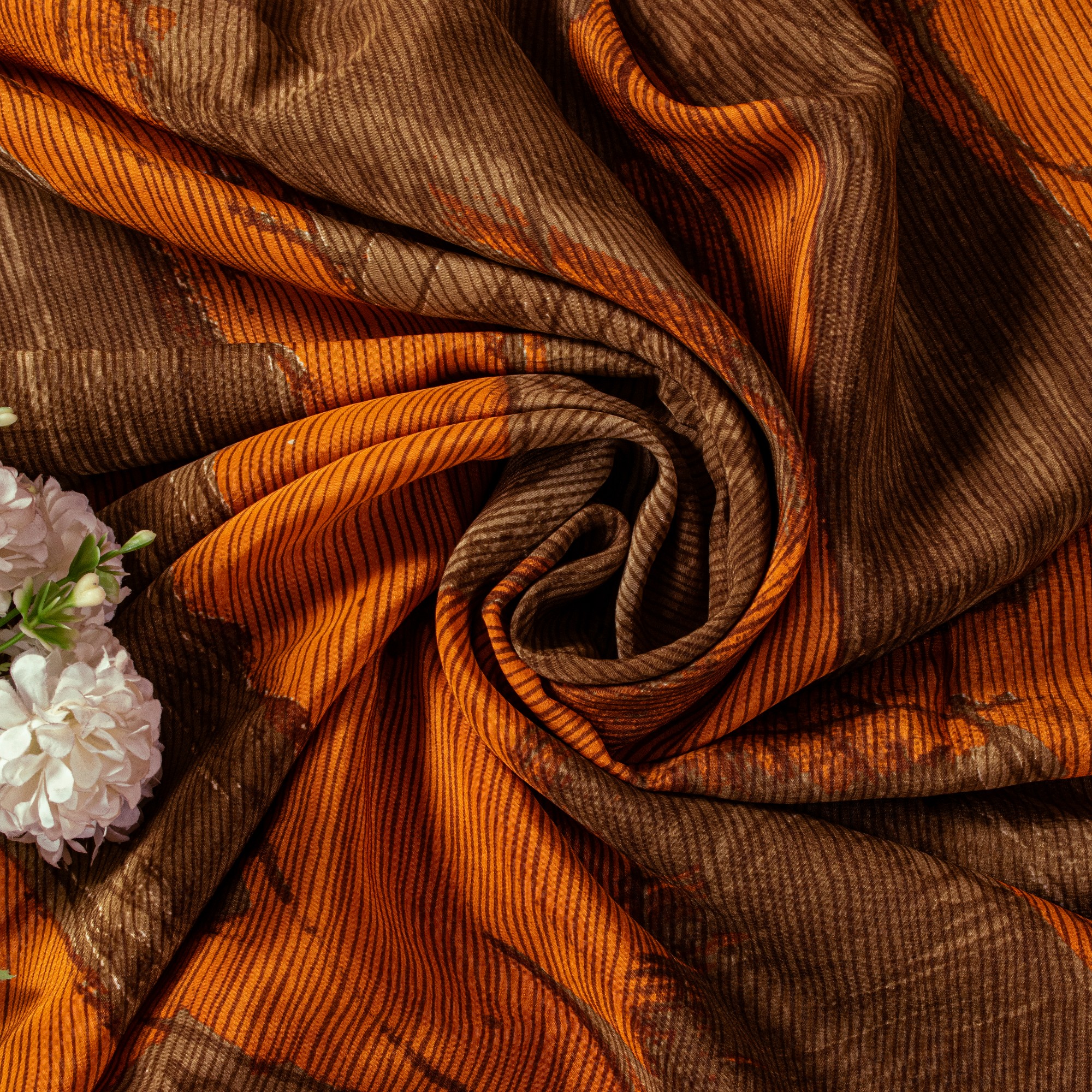 Sanskriti Vintage Yellow Soft Pure Crepe Sari Abstract Digital