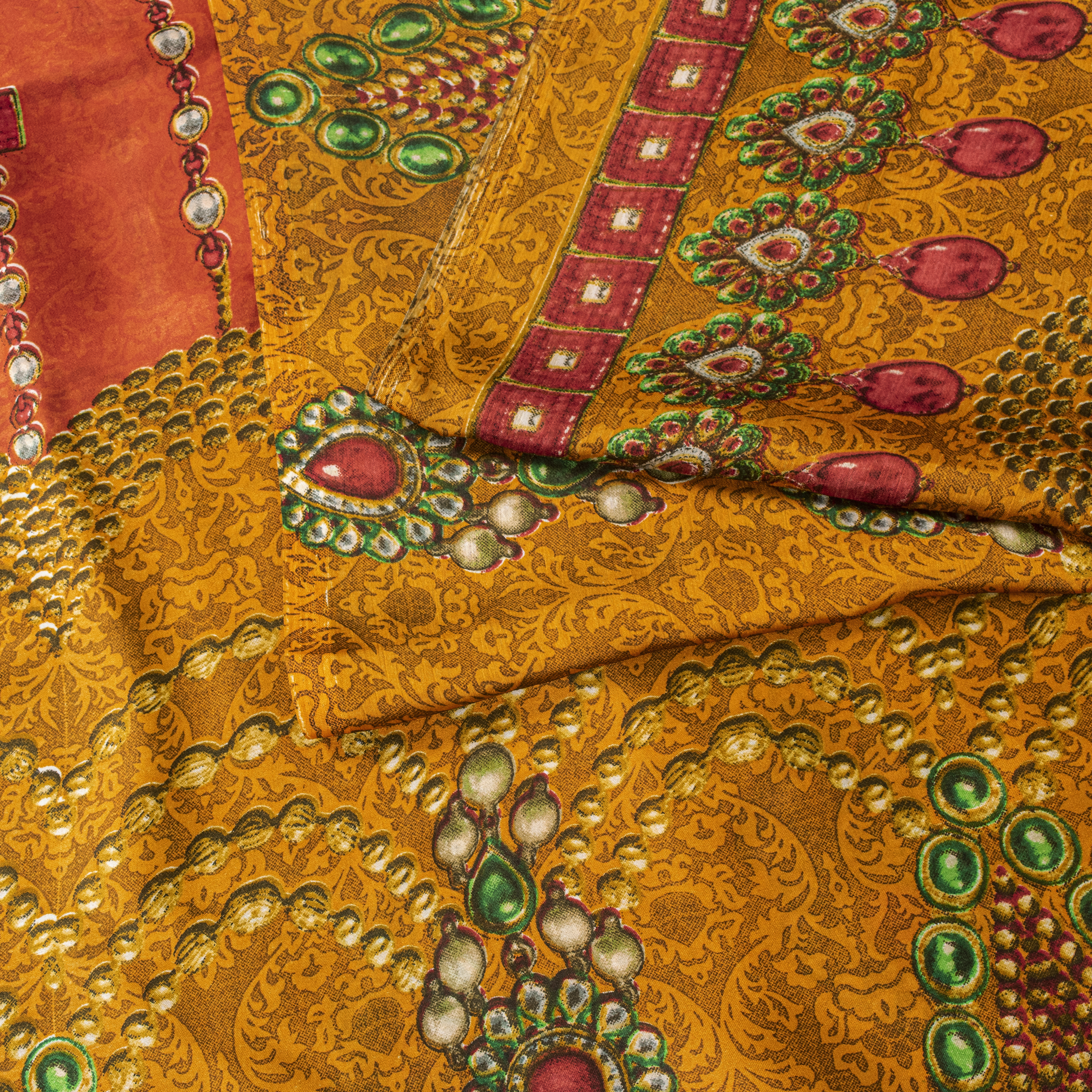 Sanskriti Vintage Red Saree Soft Georgette Stone Digital Print Sari 5.5Yd Fabric