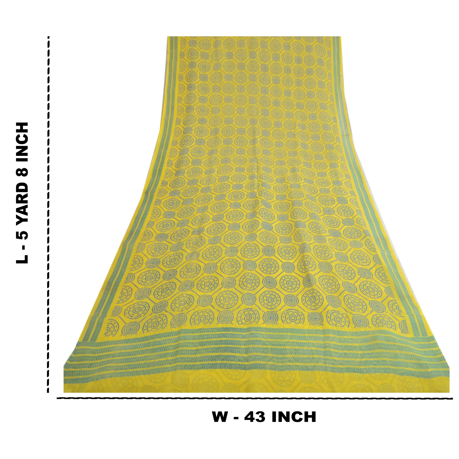 Sanskriti Vintage Sarees Lemon/Blue Pure Georgette Printed Sari