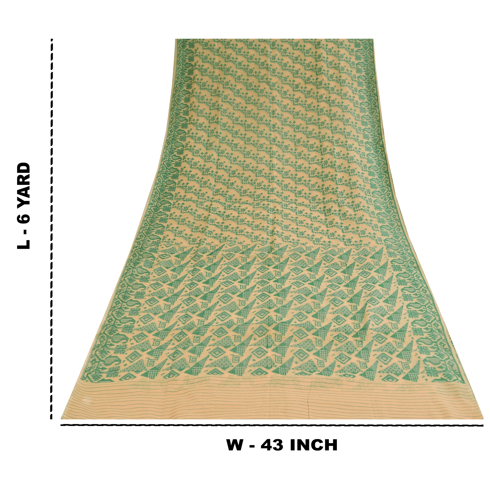 Sanskriti Vintage Cream Sarees Pure Crepe Silk Beaded Premium Sari