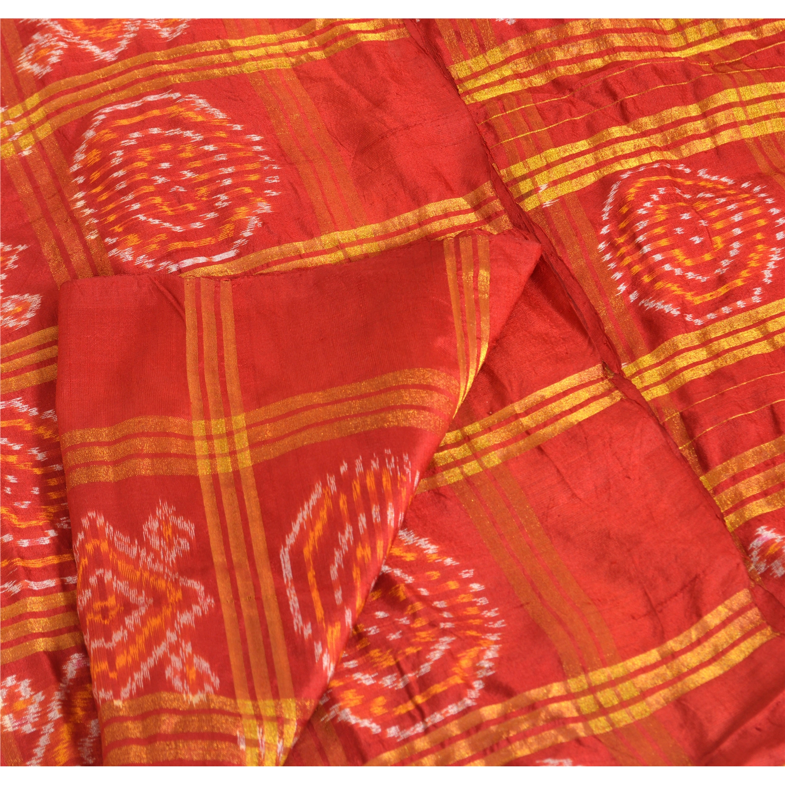 Sanskriti Vintage Indian Saree Woven Patola Sari Fabric Pure Silk Soft ...